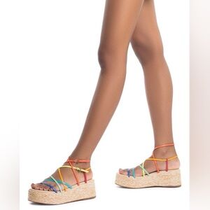 Larroude Naomi Strappy Leather Flatform Sandals size 8.5